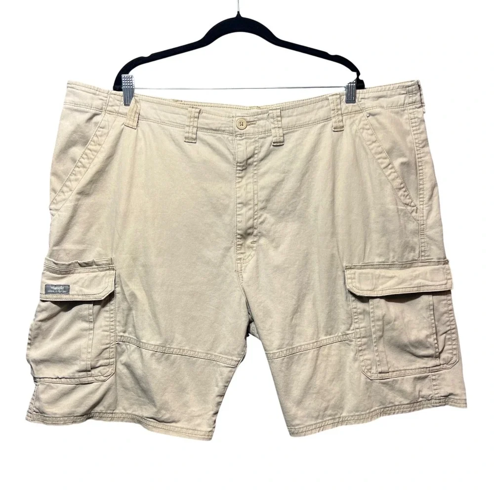 Wrangler Relaxed Fit Cargo Shorts Mens 46 Tan Cotton‎ Blend Utility